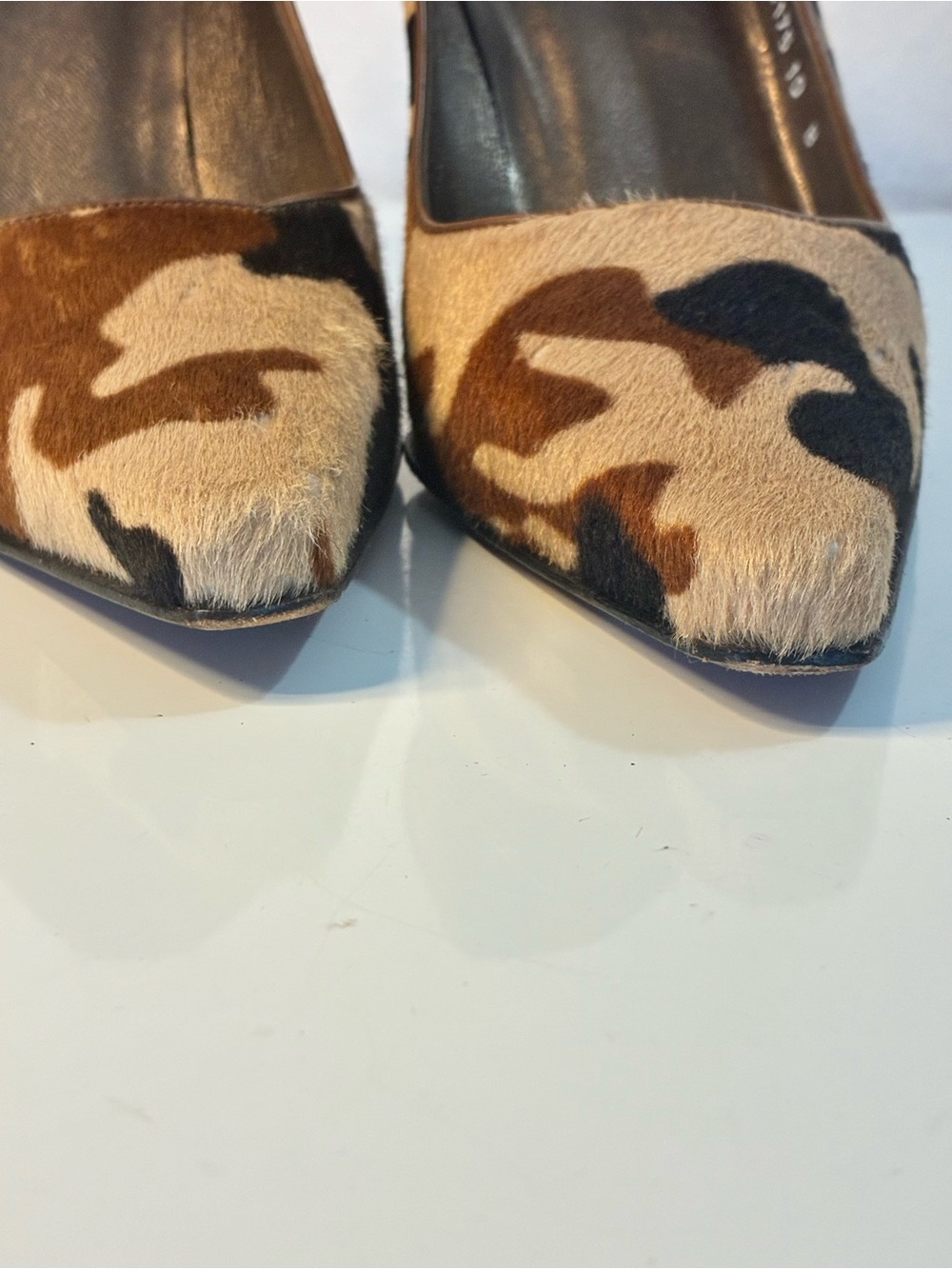 VTG STUART WEITZMAN 10B Women's Camouflage Pointed-Toe High Heels - Brown/Black - Picture 15 of 15